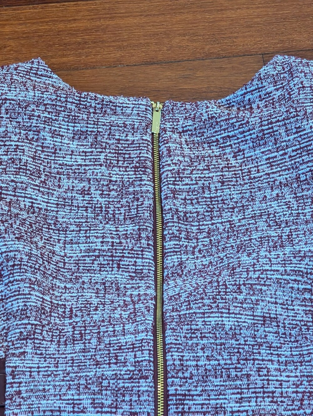 Calvin Klein Purple Tweed Sheath Dress with Waist Tie - Picture 6 of 7